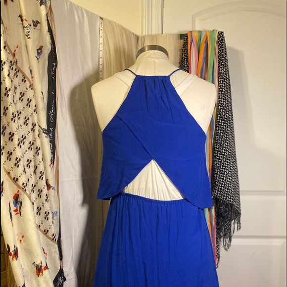 Madewell Blue Crepe Flutter Overlay Maxi Dress - Picture 6 of 13